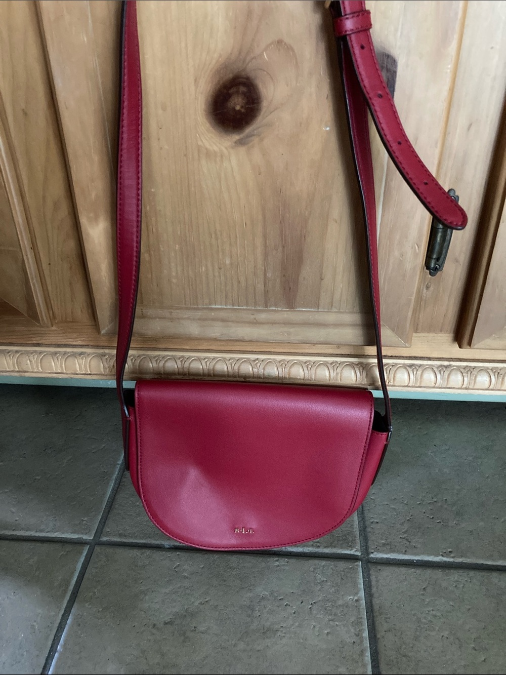 Ralph Lauren Red Crescent Leather Crossbody